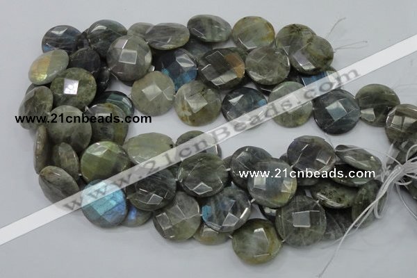 CLB39 15.5 inches 25mm faceted flat round labradorite gemstone beads