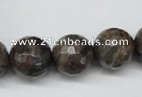 CLB406 15.5 inches 16mm faceted round grey labradorite beads