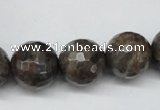 CLB406 15.5 inches 16mm faceted round grey labradorite beads