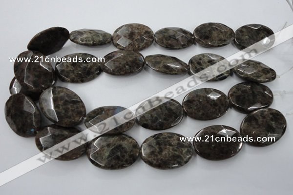 CLB417 15.5 inches 25*35mm faceted oval grey labradorite beads