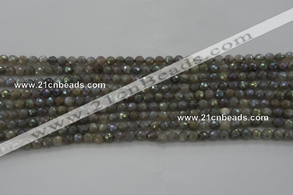 CLB610 15.5 inches 4mm faceted round AB-color labradorite beads