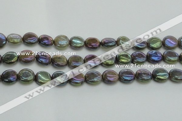 CLB636 15.5 inches 12mm flat round AB-color labradorite beads
