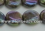 CLB637 15.5 inches 14mm flat round AB-color labradorite beads