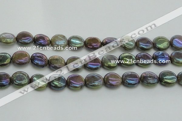 CLB637 15.5 inches 14mm flat round AB-color labradorite beads