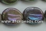 CLB639 15.5 inches 18mm flat round AB-color labradorite beads