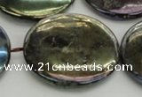 CLB645 15.5 inches 45mm flat round AB-color labradorite beads