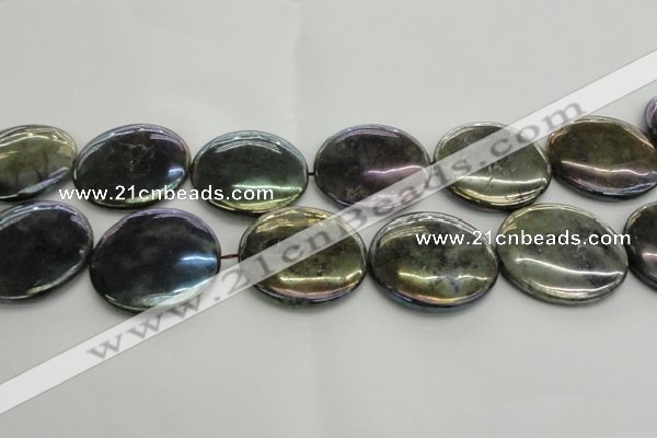 CLB645 15.5 inches 45mm flat round AB-color labradorite beads