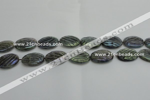 CLB669 15.5 inches 22*30mm carved oval AB-color labradorite beads