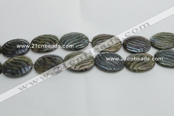 CLB670 15.5 inches 25*35mm carved oval AB-color labradorite beads