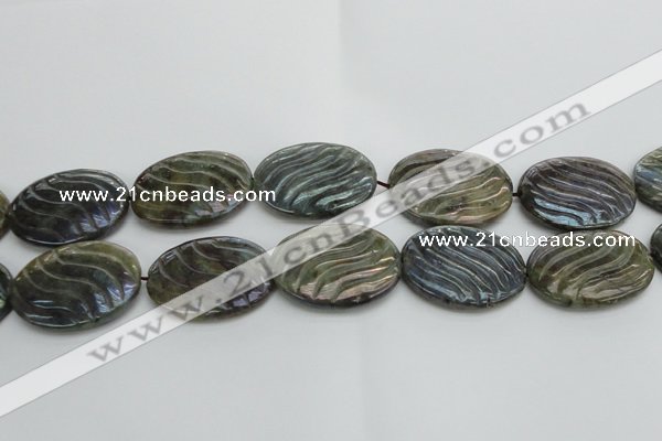 CLB671 15.5 inches 30*40mm carved oval AB-color labradorite beads