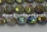 CLB676 15.5 inches 8mm faceted coin AB-color labradorite beads