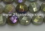 CLB677 15.5 inches 10mm faceted coin AB-color labradorite beads