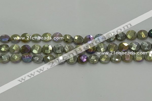 CLB677 15.5 inches 10mm faceted coin AB-color labradorite beads