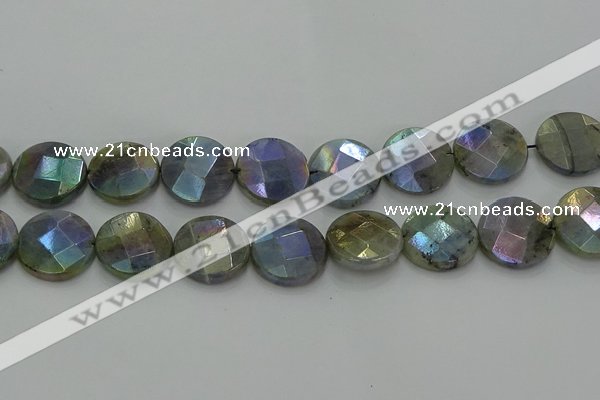 CLB681 15.5 inches 20mm faceted coin AB-color labradorite beads