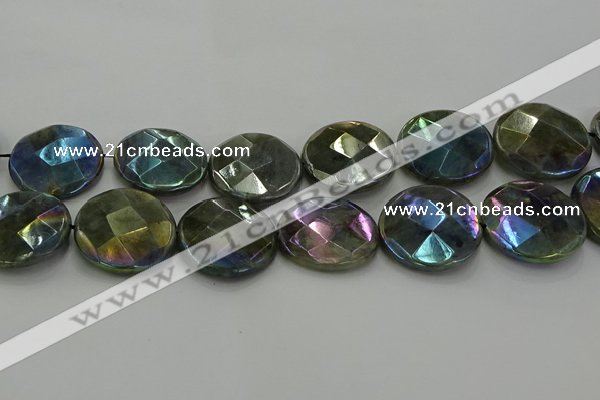 CLB683 15.5 inches 30mm faceted coin AB-color labradorite beads