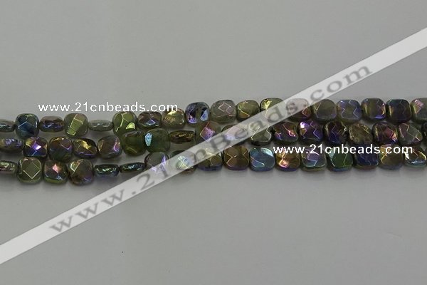 CLB685 15.5 inches 8mm faceted square AB-color labradorite beads