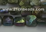 CLB686 15.5 inches 10mm faceted square AB-color labradorite beads