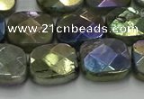 CLB688 15.5 inches 15mm faceted square AB-color labradorite beads