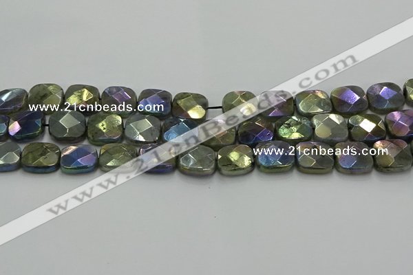 CLB688 15.5 inches 15mm faceted square AB-color labradorite beads