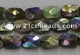 CLB695 15.5 inches 8*10mm faceted rectangle AB-color labradorite beads