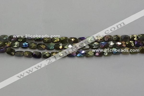 CLB695 15.5 inches 8*10mm faceted rectangle AB-color labradorite beads