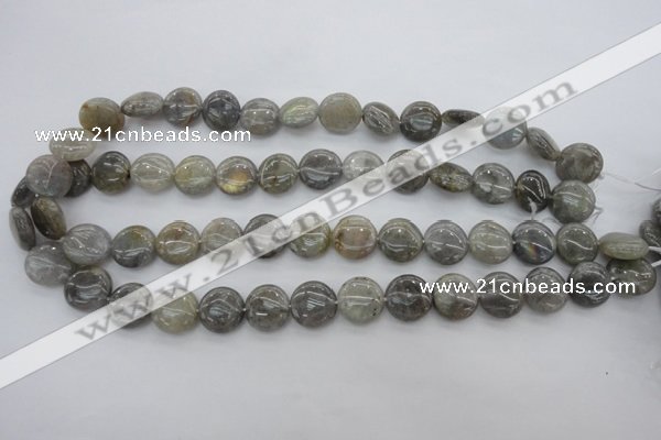 CLB73 15.5 inches 14mm flat round labradorite beads wholesale