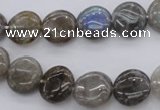 CLB735 15.5 inches 10mm flat round labradorite gemstone beads