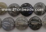 CLB736 15.5 inches 16mm flat round labradorite gemstone beads