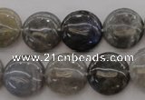 CLB74 15.5 inches 15mm flat round labradorite beads wholesale