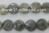 CLB743 15.5 inches 14mm faceted coin labradorite gemstone beads