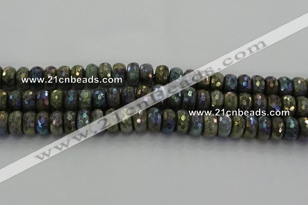 CLB760 15.5 inches 8*14mm faceted rondelle AB-color labradorite beads