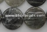 CLB78 15.5 inches 25mm flat round labradorite beads wholesale