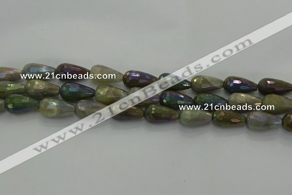 CLB784 15.5 inches 10*20mm faceted teardrop AB-color labradorite beads