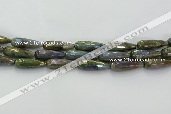 CLB785 15.5 inches 10*30mm faceted teardrop AB-color labradorite beads