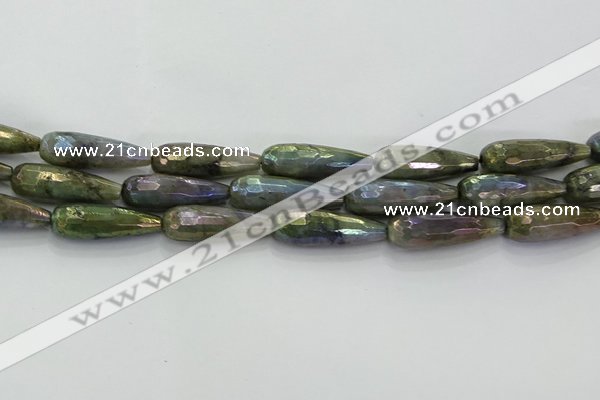 CLB785 15.5 inches 10*30mm faceted teardrop AB-color labradorite beads