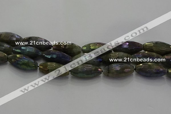 CLB788 15.5 inches 10*20mm faceted rice AB-color labradorite beads