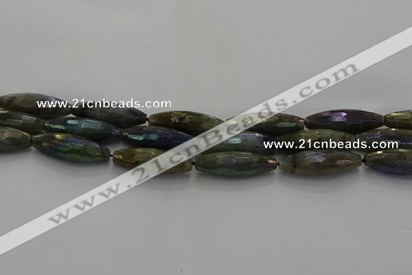 CLB789 15.5 inches 10*30mm faceted rice AB-color labradorite beads