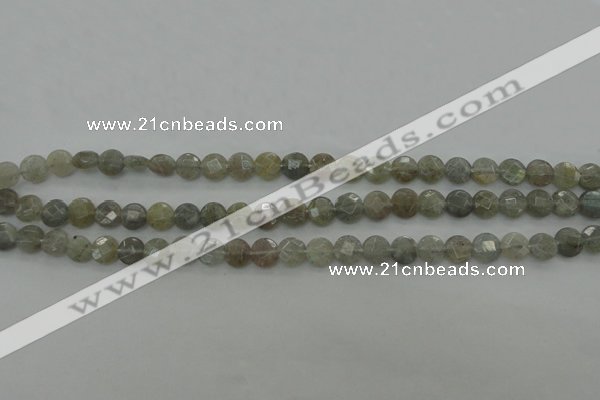 CLB87 15.5 inches 6mm faceted coin labradorite beads wholesale