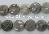 CLB88 15.5 inches 12mm faceted coin labradorite beads wholesale