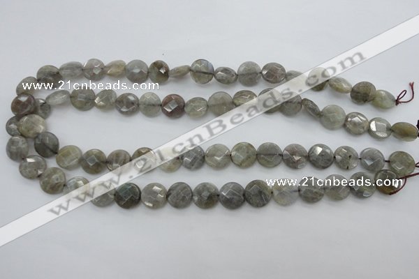 CLB88 15.5 inches 12mm faceted coin labradorite beads wholesale