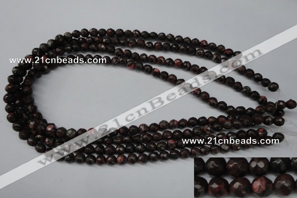 CLD101 15.5 inches 6mm faceted round leopard skin jasper beads