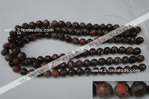 CLD103 15.5 inches 10mm faceted round leopard skin jasper beads