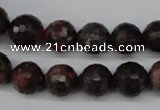 CLD104 15.5 inches 12mm faceted round leopard skin jasper beads