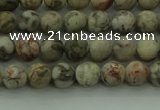 CLD201 15.5 inches 6mm round matte Chinese leopard skin jasper beads