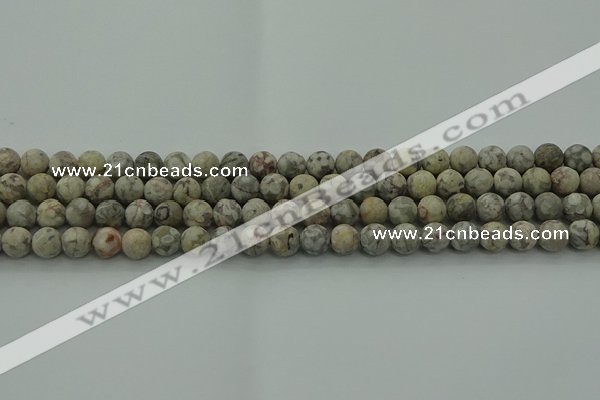 CLD202 15.5 inches 8mm round matte Chinese leopard skin jasper beads