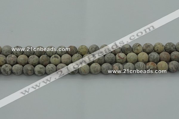 CLD203 15.5 inches 10mm round matte Chinese leopard skin jasper beads