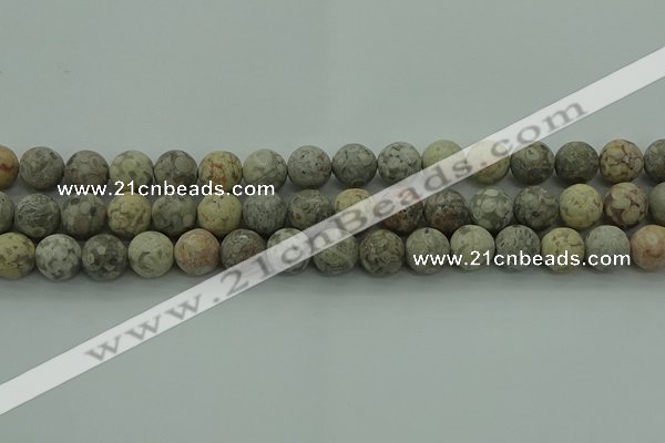 CLD204 15.5 inches 12mm round matte Chinese leopard skin jasper beads