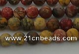 CLD211 15.5 inches 6mm round matte leopard skin jasper beads