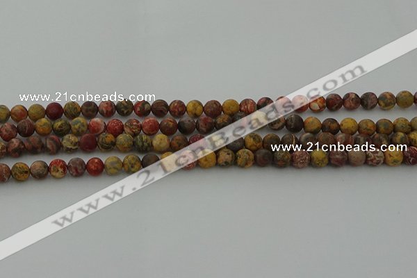 CLD211 15.5 inches 6mm round matte leopard skin jasper beads