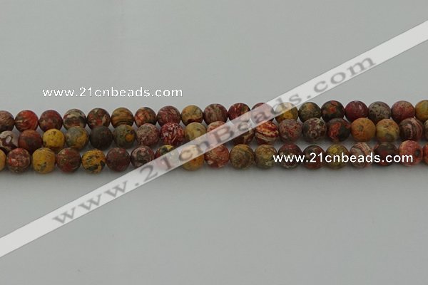 CLD212 15.5 inches 8mm round matte leopard skin jasper beads